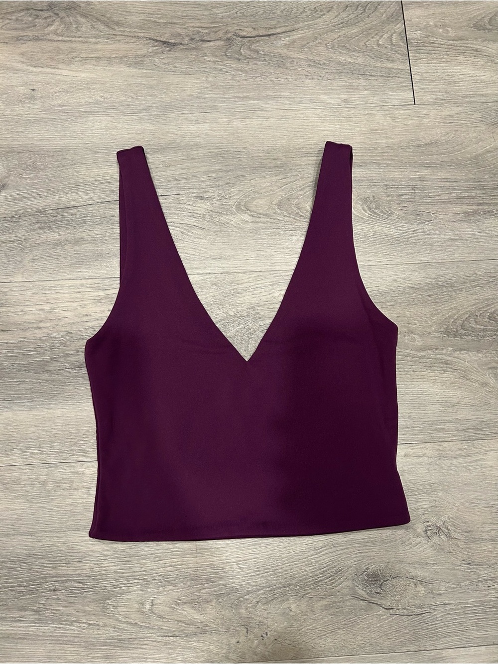 Babaton Deep Plum V-Neck Crop Tank
